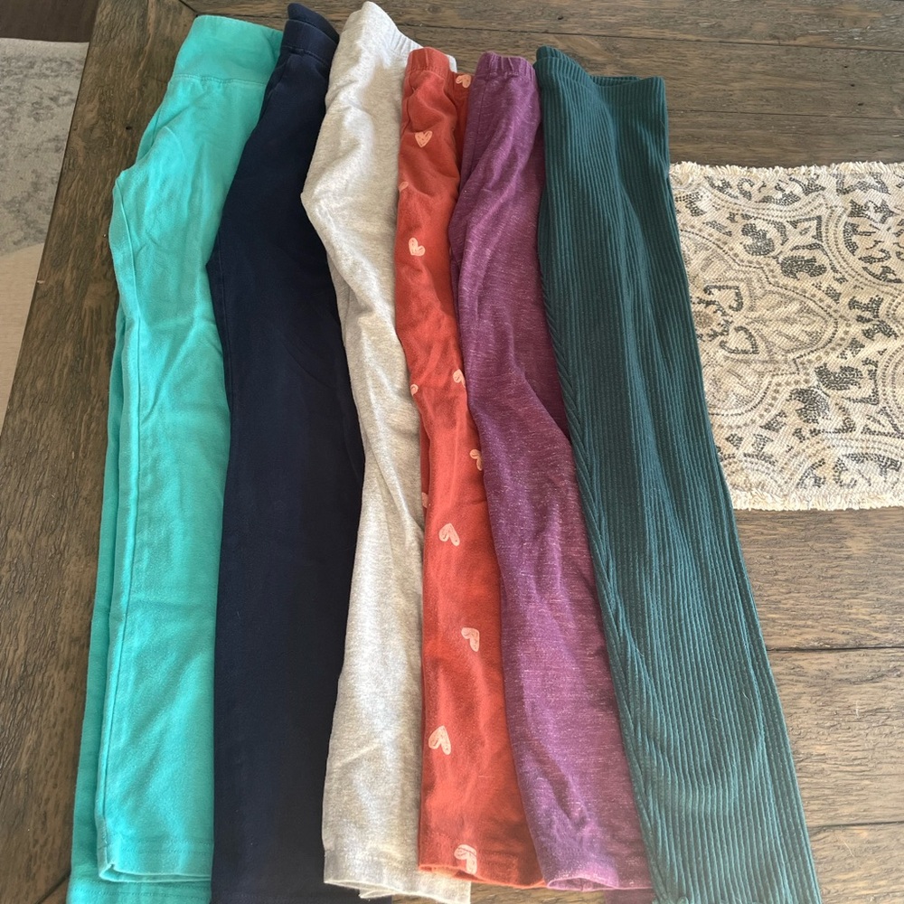 Girls leggings size 10/12 L lot of six various brands